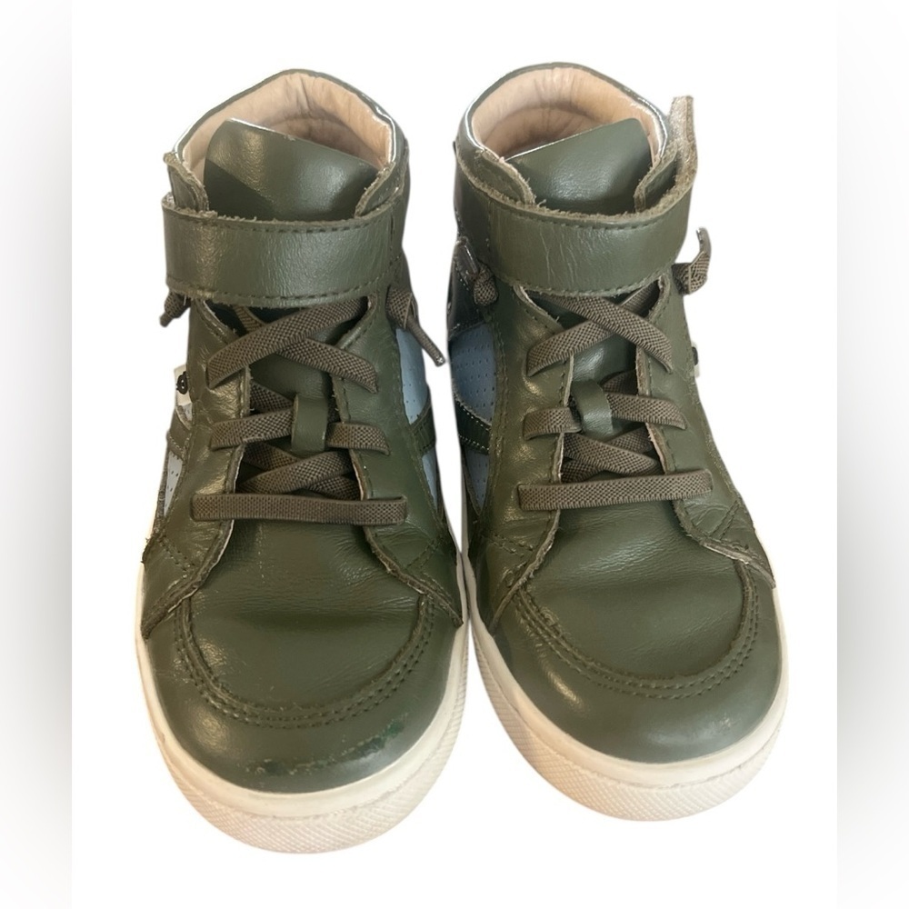 Kids Green and Blue leather High-Top Sneakers - Picture 3 of 7